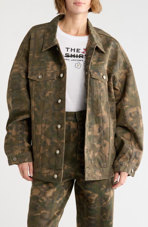 Logo Camo Print Big Trucker Jacket