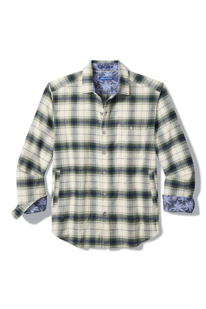 Shaw Island Plaid Cotton Flannel Shirt Jacket, Main, color, DARK JADE