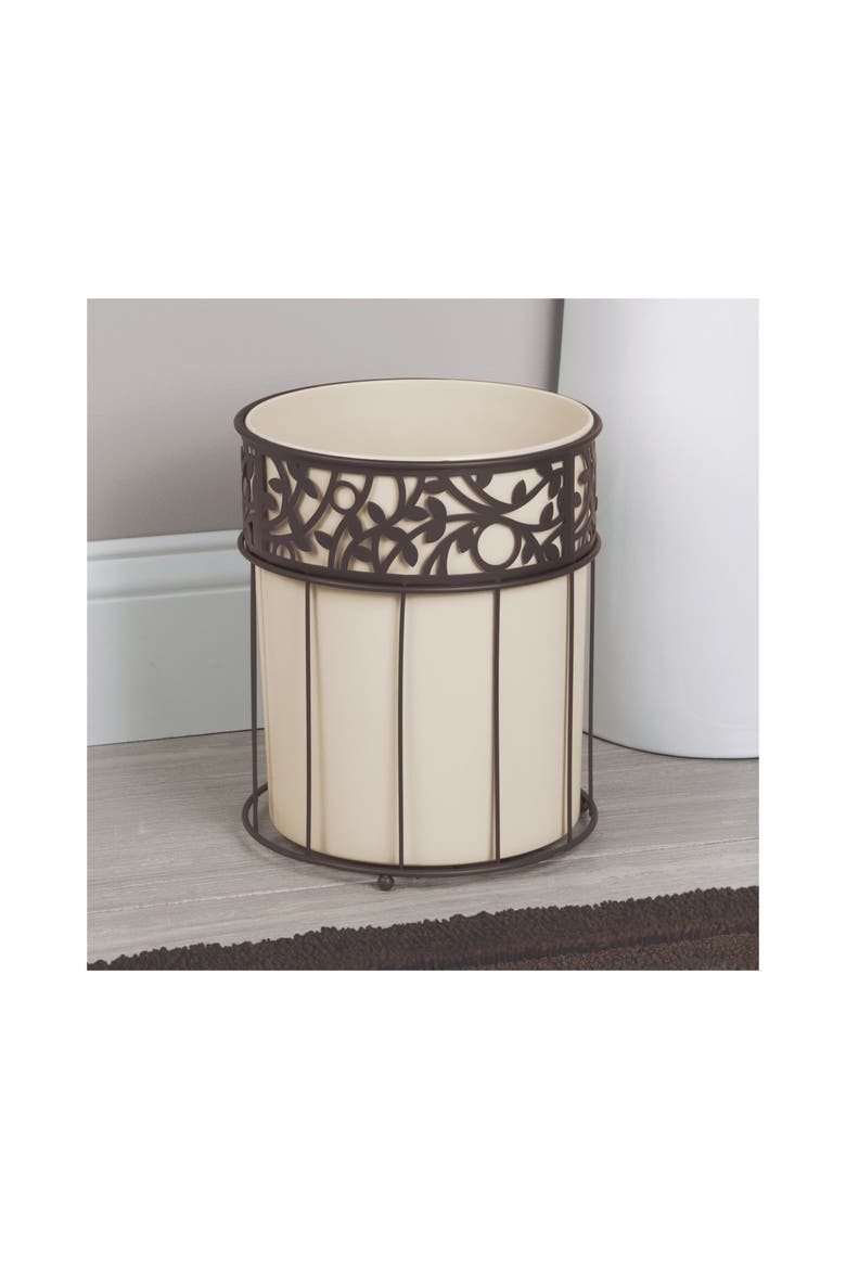 Metal Vine Trash Can with Insert - Set of 2 - Vanilla/Bronze, Alternate, color, Vanilla / Bronze