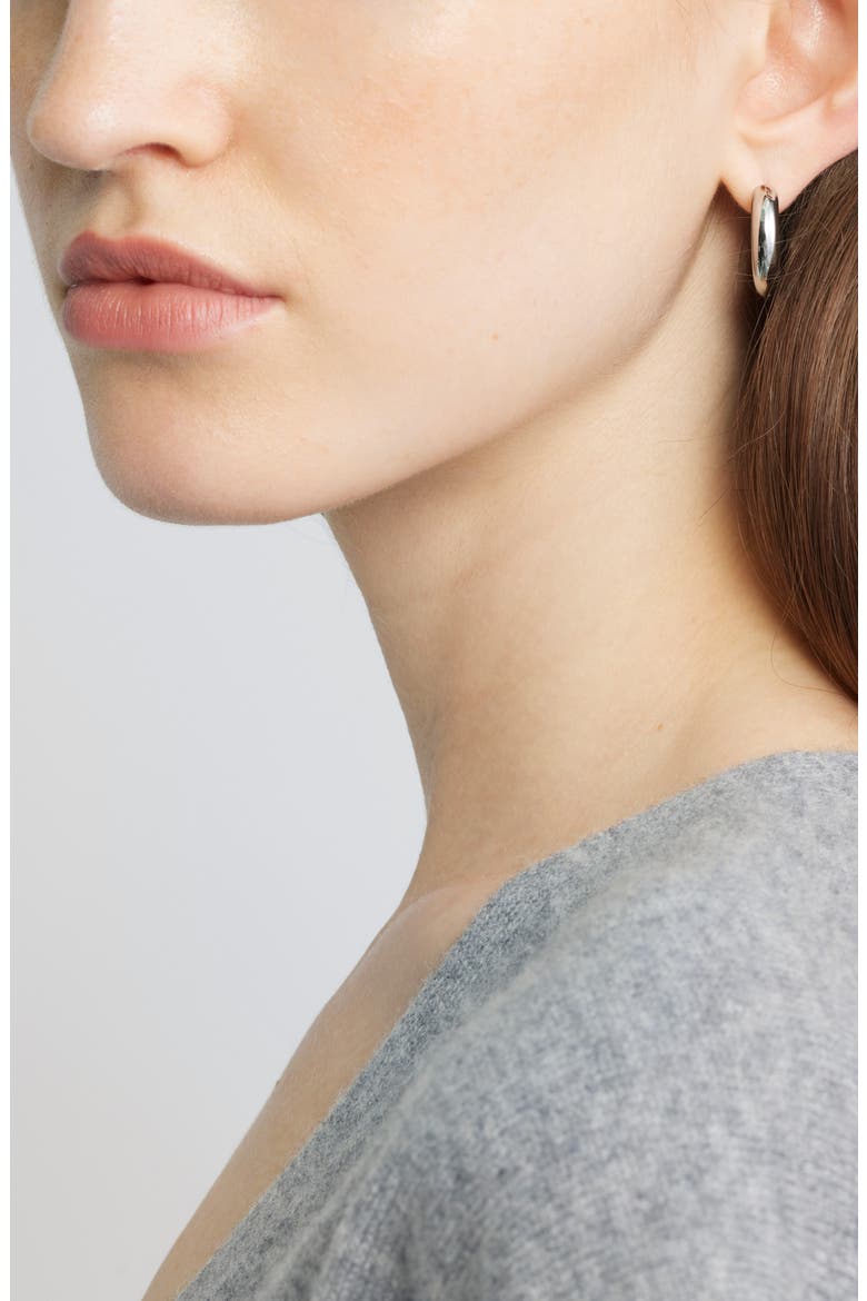 Waterproof Chubby Hoop Earrings, Alternate, color, SILVER
