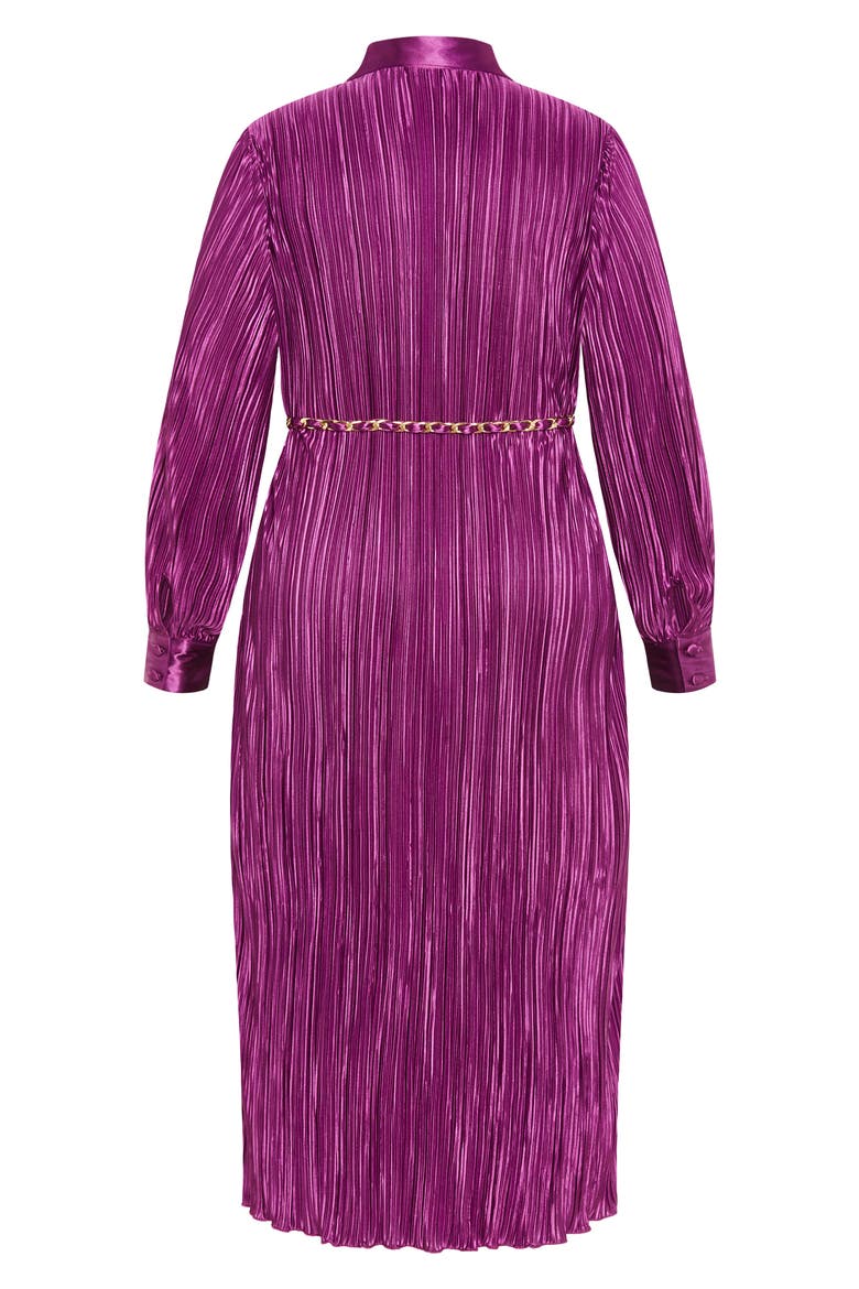 Andi Long Sleeve Plissé Maxi Shirtdress, Alternate, color, MAGENTA