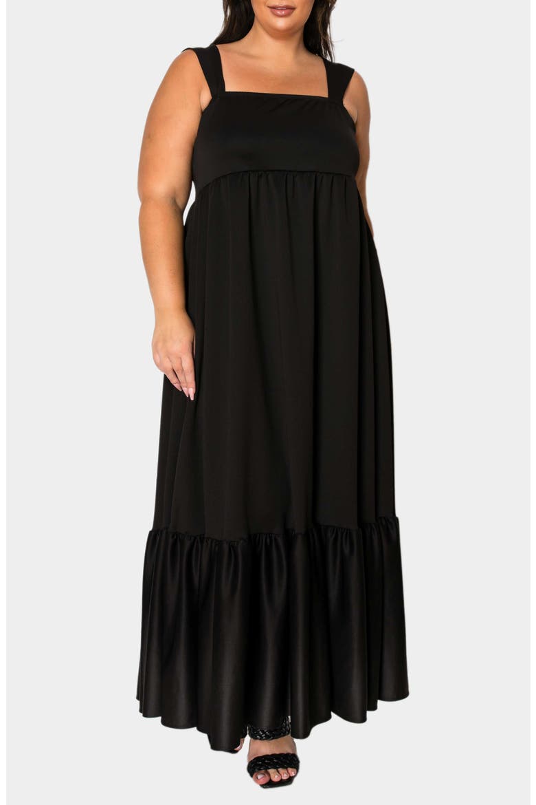 Angelika Ruffle Hem Sleeveless Maxi Dress, Alternate, color, BLACK