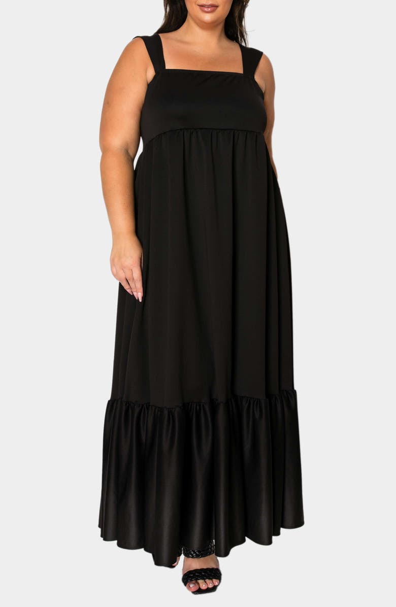 L I V D Angelika Ruffle Hem Sleeveless Maxi Dress, Alternate, color, Black