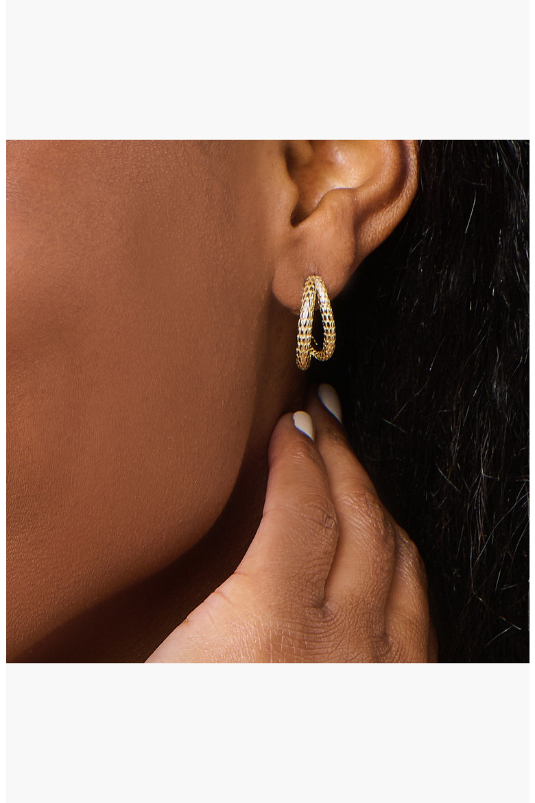 Snake Double Hoop Earrings, Alternate, color, Gold