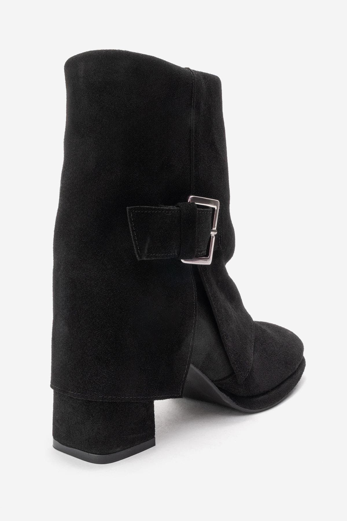 Forever & Always Shoes Lore Leather Block Heel Boot, Alternate, color, Black Suede