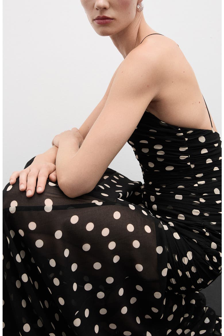 Polka Dot Maxi Dress, Alternate, color, BLACK
