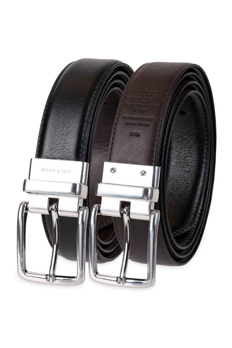 Reversible Feather Edge Leather Belt, Main, color, BLACK/ BROWN