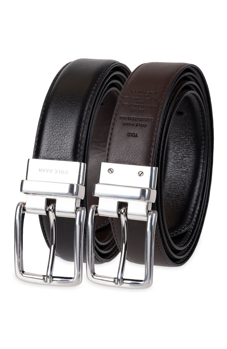 Cole Haan Reversible Feather Edge Leather Belt, Main, color, Black/ Brown