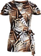 Anne Klein Leo Print Flutter Sleeve Wrap Top