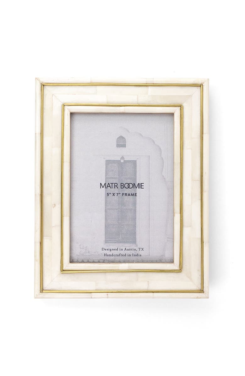 Matr Boomie Pravina Picture Frame - Carved Bone, Brass Inlay, Main, color, Bone - 5X7