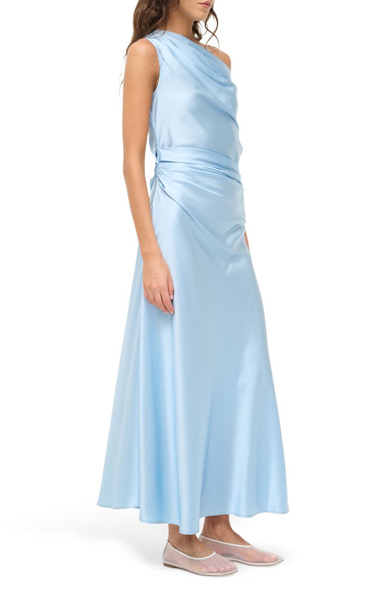 STAUD Phare One-Shoulder Stretch Silk Midi Dress, Alternate, color, Cloud