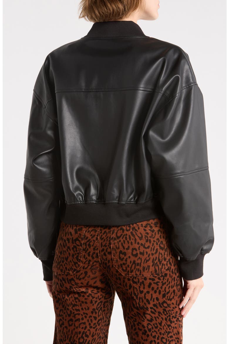 Nomad Faux Leather Bomber, Alternate, color, BLACK