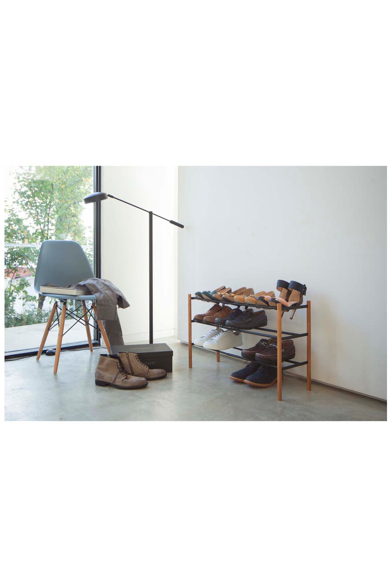 Expandable 3-Tier Shoe Rack, Alternate, color, BLACK