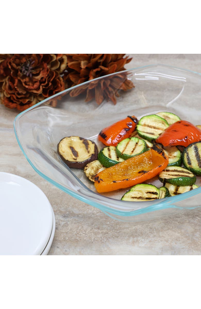 Soho Lounge Carnegie Hill 14 inch x 12 Inch x 2.8 Inch Tempe Glass Baking Pan with Built-in Handles, Alternate, color, Clear