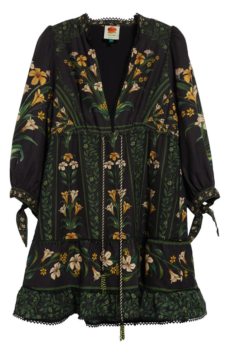 FARM Rio Flowers Arch Linen Blend Minidress, Alternate, color,