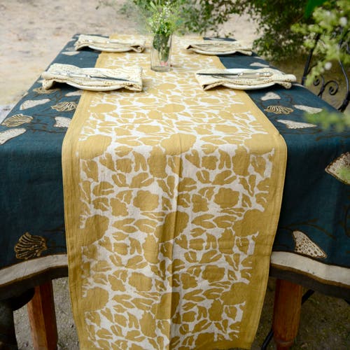 Ichcha Mustard Cotton Table Runner In Yellow