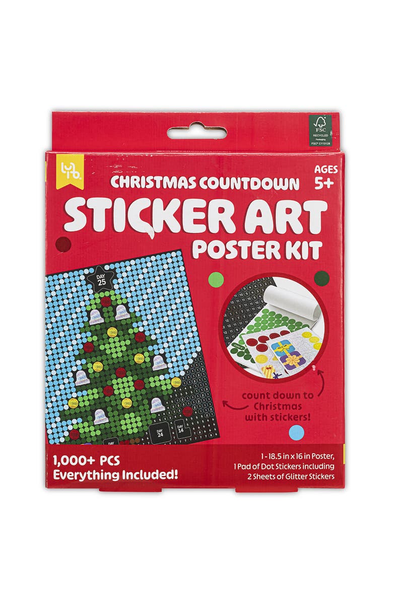 Little Yellow Bicycle Christmas Countdown Sticker Art Poster Kit, Main, color, Multicolored