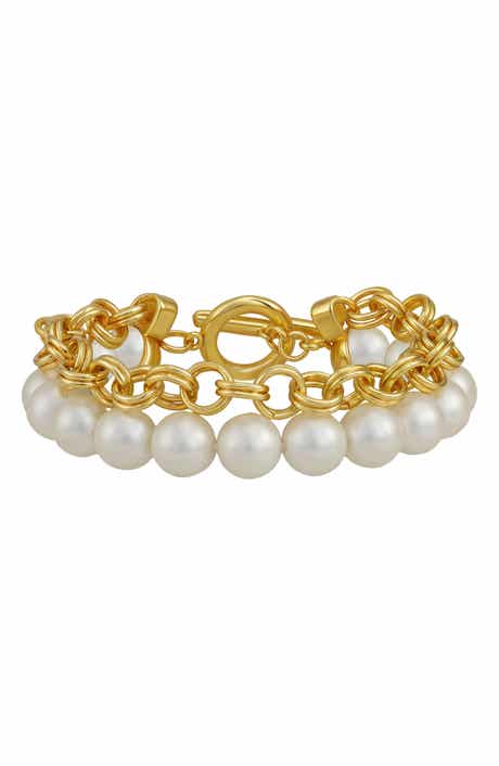 Imitation Pearl Tiered Toggle Bracelet
