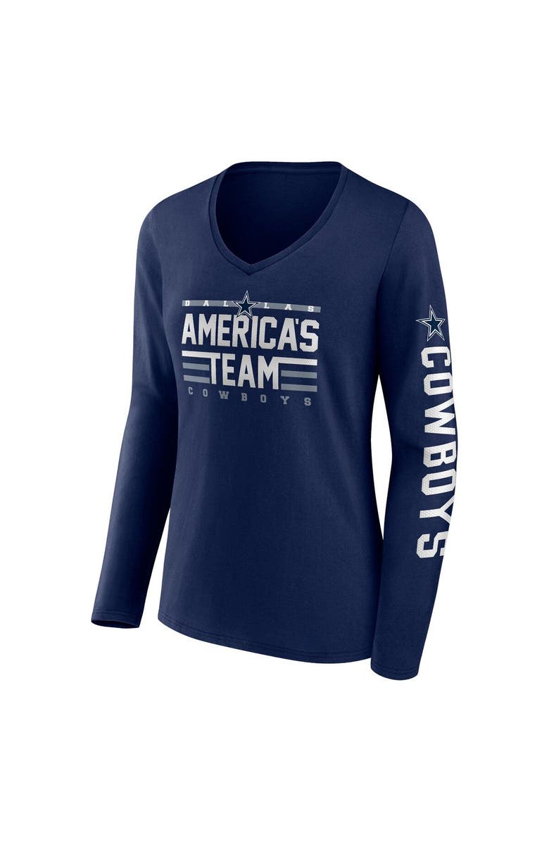 FANATICS Women's Fanatics Branded Navy Dallas Cowboys Hometown Sweep Long Sleeve V-Neck T-Shirt, Alternate, color, 
