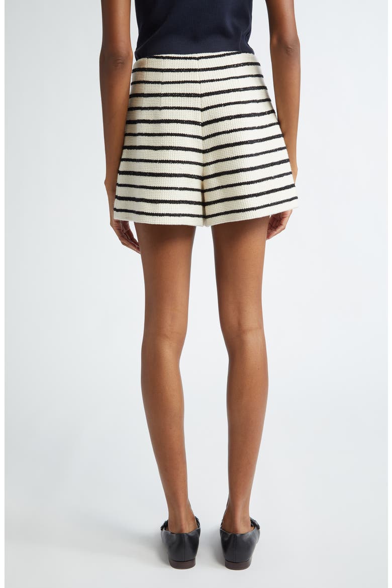 Gershwin Stripe Cotton Blend Shorts, Alternate, color, IVORY/BLACK