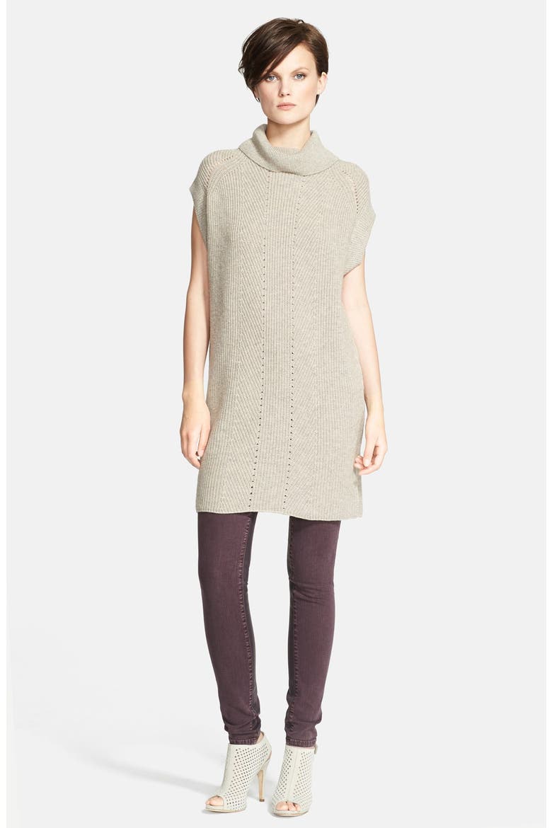 Ribbed Wool & Cashmere Cowl Neck Tunic, Main, color, H.ALMOND