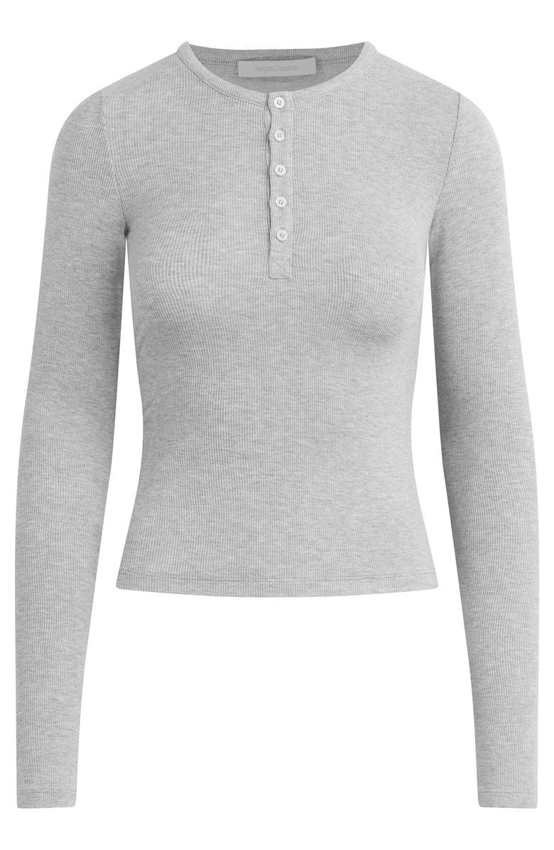 Favorite Daughter The Long Sleeve Rib Henley, Alternate, color, Heather Grey