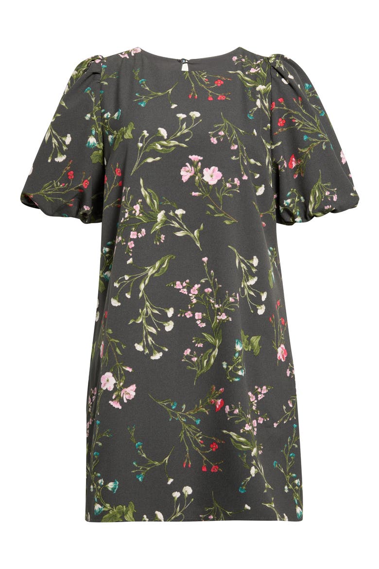Jilly Floral Print Puff Sleeve Shift Dress, Alternate, color, GREEN-MULTI