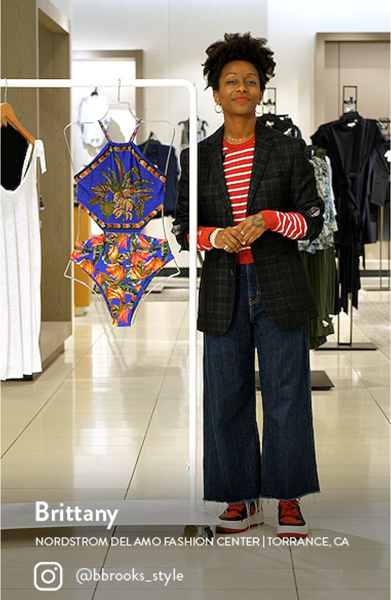 Tropical Scarf Satin One-Piece Swimsuit, sales video thumbnail