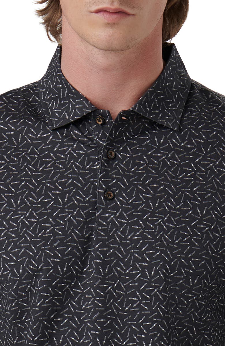 Bugatchi Victor OoohCotton<sup>®</sup> Cigar Print Polo, Alternate, color, Black