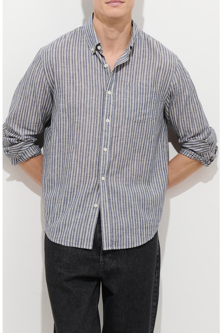 Mill Stripe Chambray Button-Down Shirt, Main, color, BLUE/ WHITE