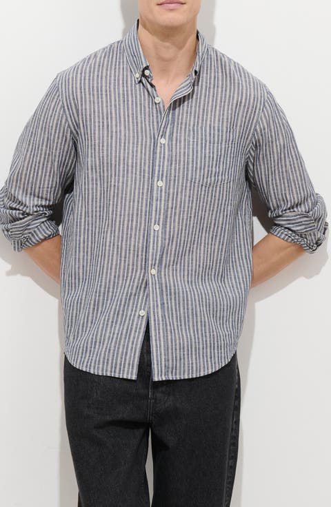 Mill Stripe Chambray Button-Down Shirt