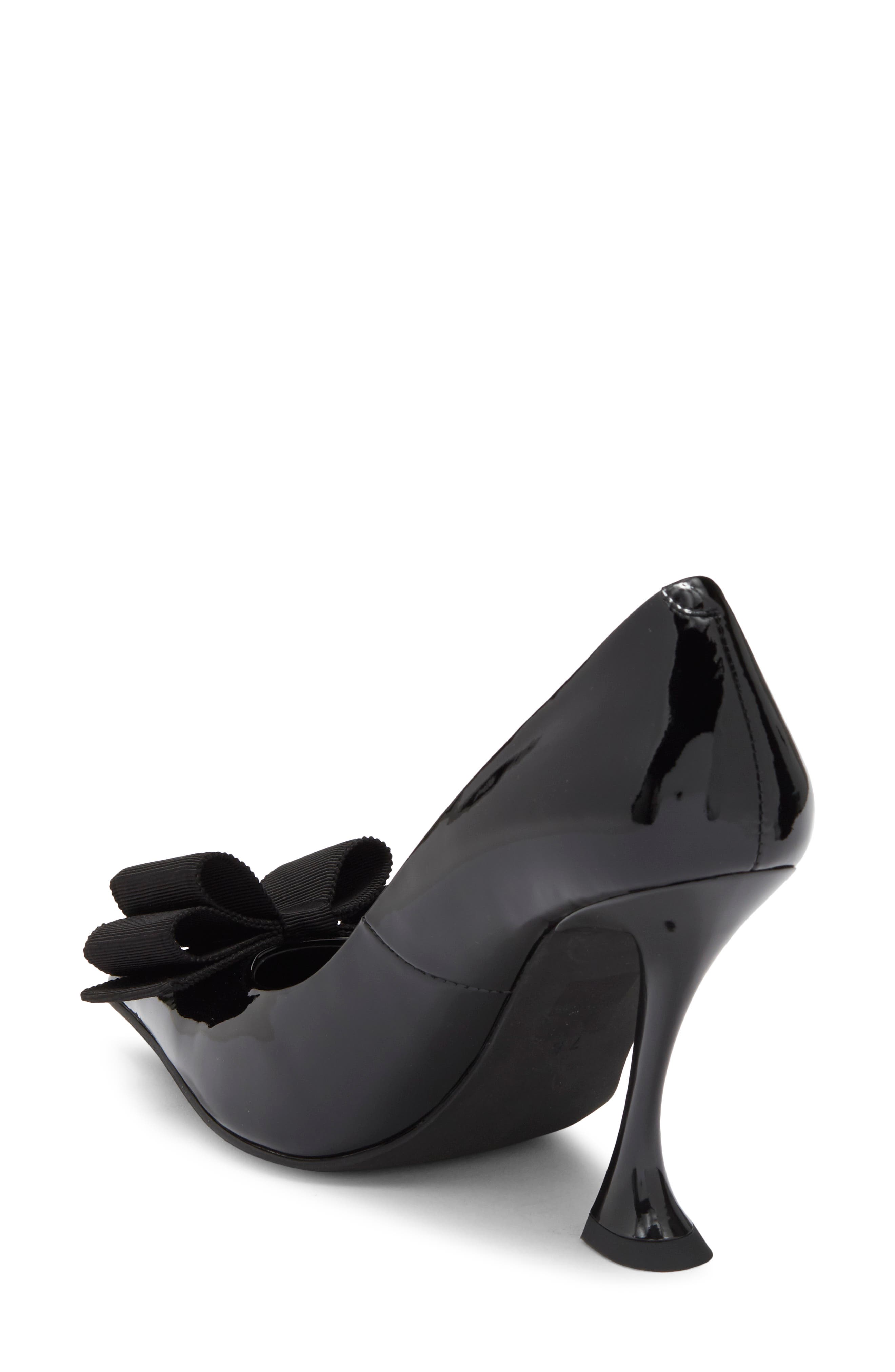 Pardon Bow Pointed Toe Pump, Alternate, color, BLACK PATENT COMBO
