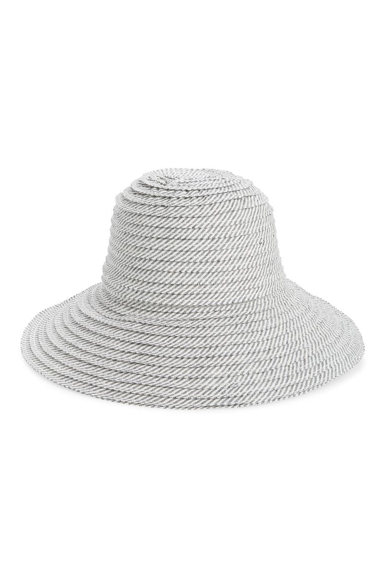 Stripe Sun Hat, Main, color, BLACK