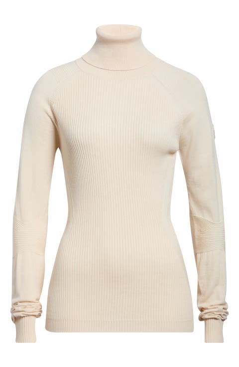 Rib Stretch Wool Turtleneck Sweater