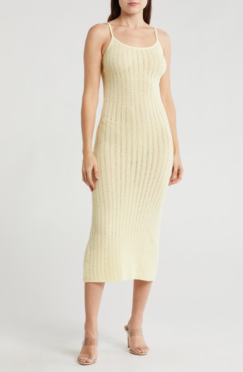 Lush Openwork Body-Con Sweater Dress, Main, color, 