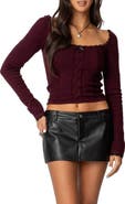 EDIKTED Ansley Cable Knit Crop Top