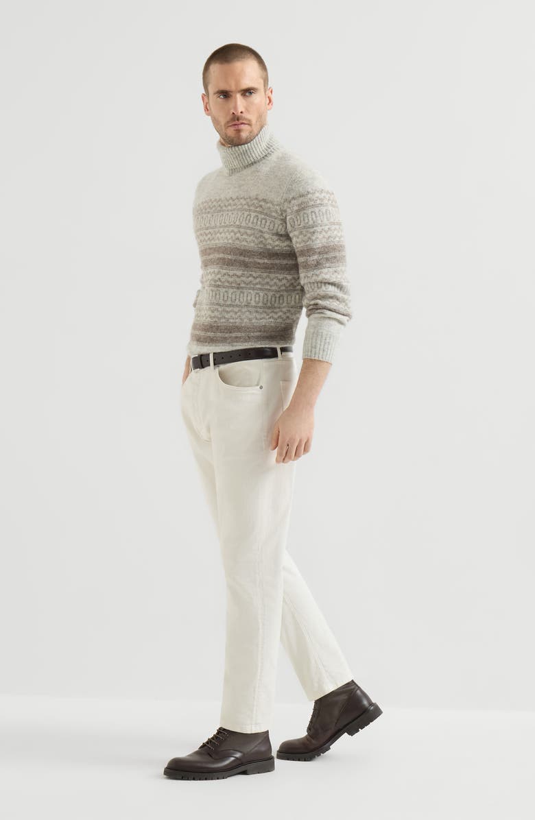 Brunello Cucinelli Garment-dyed comfort denim five-pocket trousers, Alternate, color, White