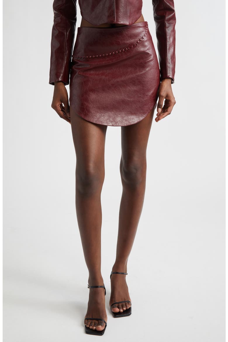 O-Hara Faux Leather High-Low Miniskirt, Main, color, BORDEAUX