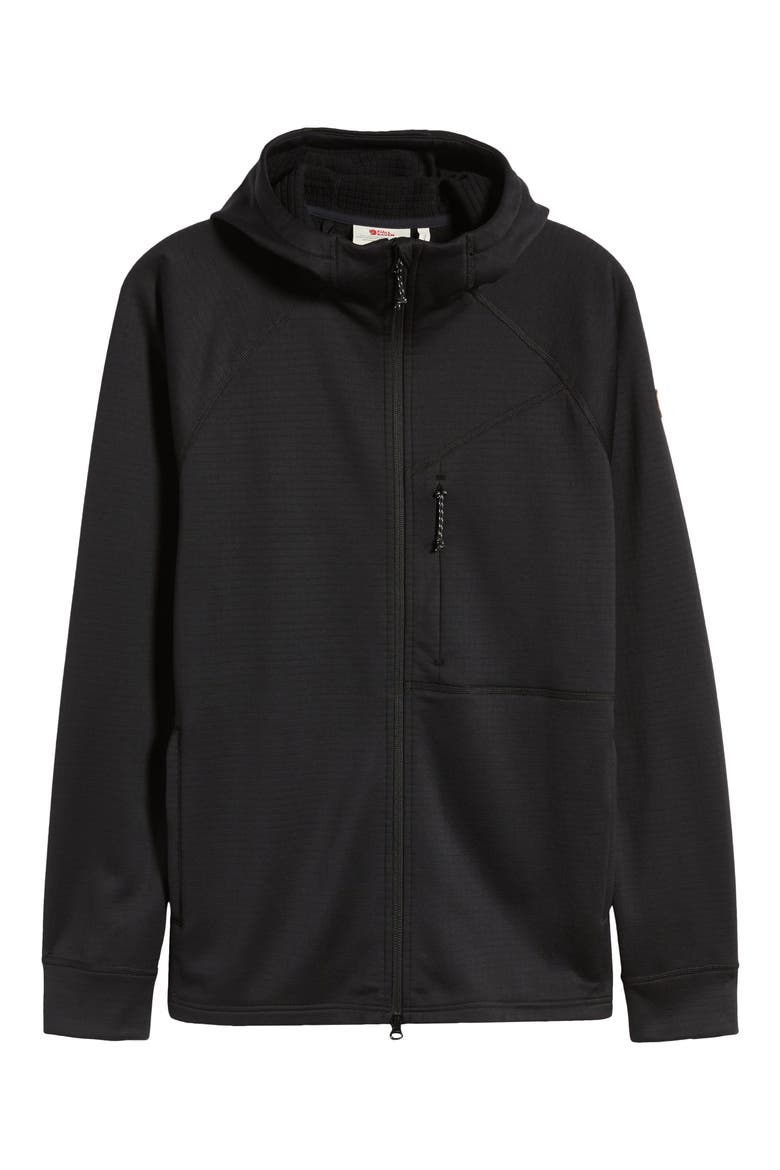 Abisko Grid Fleece Hoodie, Alternate, color, BLACK