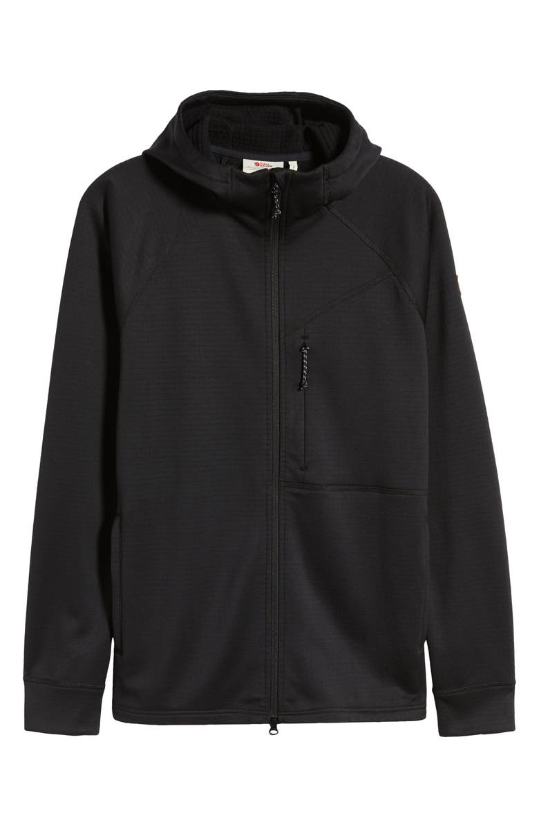 Fjällräven Abisko Grid Fleece Hoodie, Alternate, color, Black