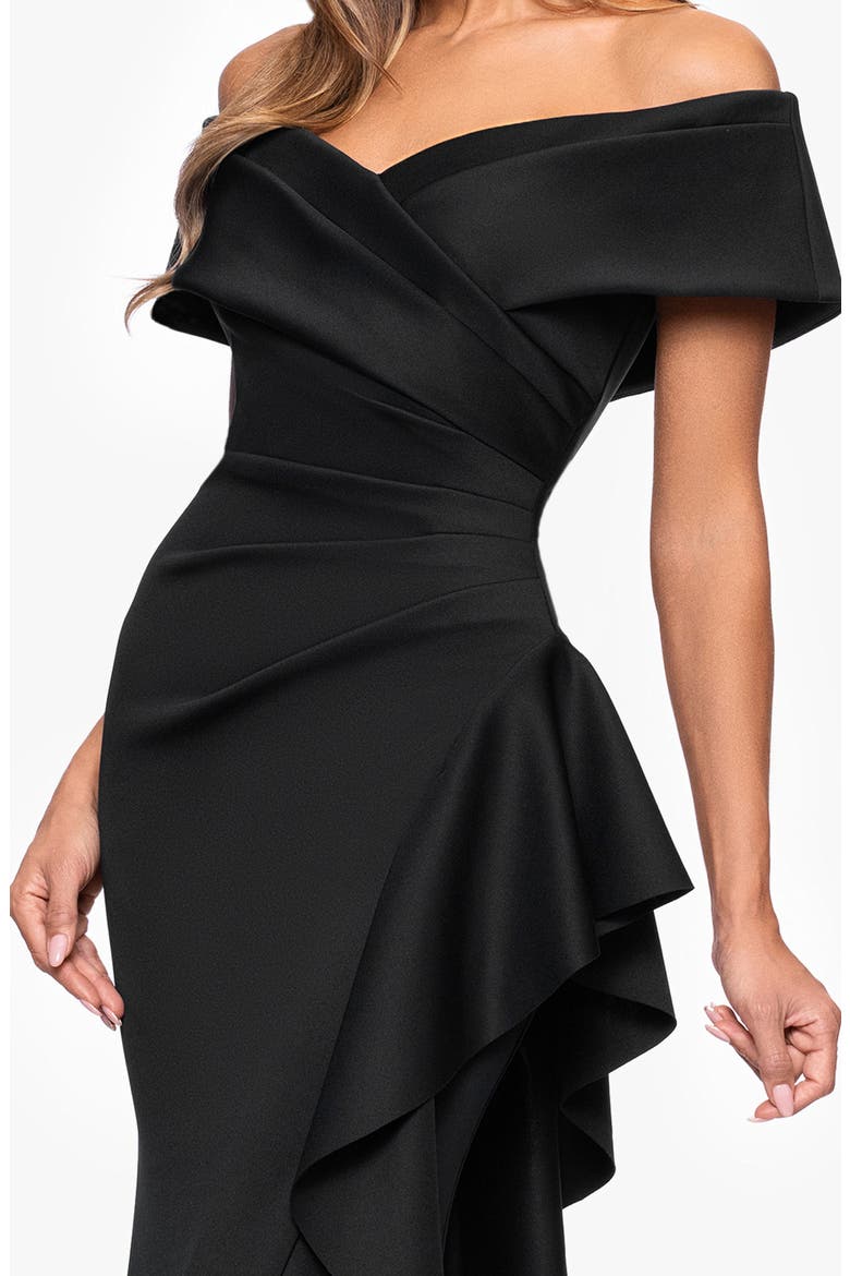 Off the Shoulder Scuba Mermaid Gown, Alternate, color, BLACK