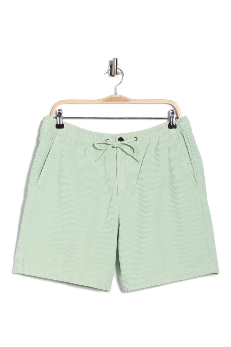Washed Corduroy Relaxed Shorts, Alternate, color, PALE APPLE