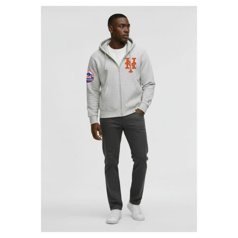 Men's Champion Gray New York Mets Reverse Weave Chenille Full-Zip Hoodie