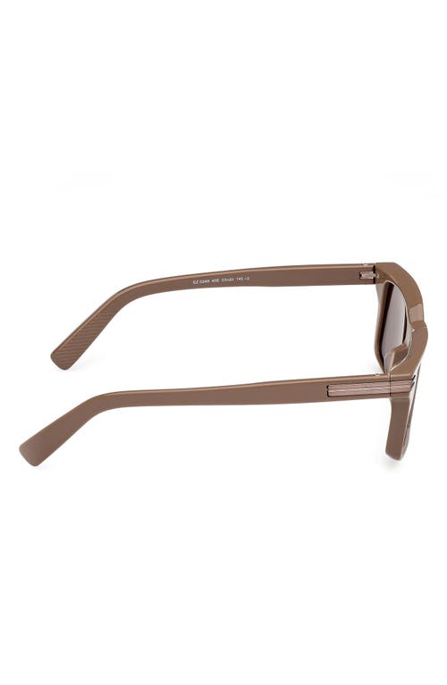 Zegna Men's Rectangle Acetate Sunglasses In Shiny Light Brown/matte Brown