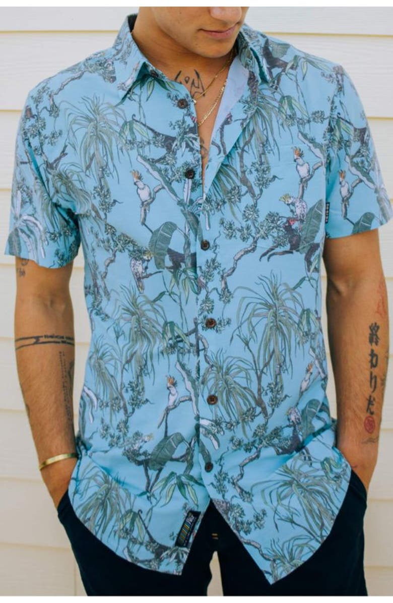 Baja Llama ON OUR WAY UP - VAGABOND BUTTON UP, Alternate, color, Green