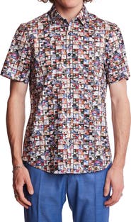 PAISLEY & GRAY Sawyer Trim Fit Square Short Sleeve Button-Up Shirt