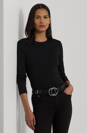 Lauren Ralph Lauren Long Sleeve Cotton Blend Top | Nordstrom