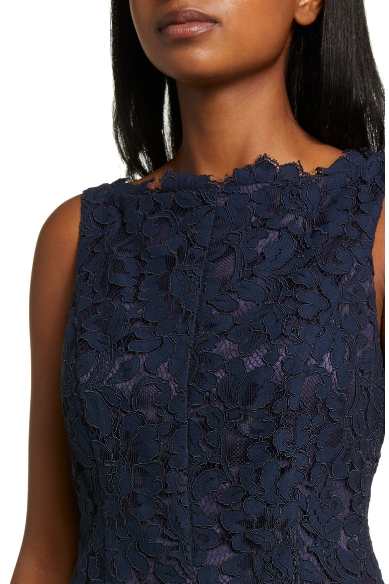 Lace Fit & Flare Midi Dress, Alternate, color, NAVY