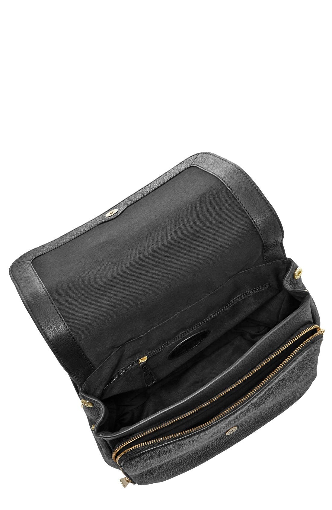 'Preston' Leather Backpack, Alternate, color, BLACK
