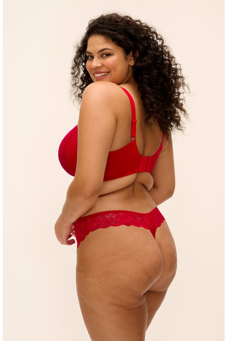 Brianna Underwire Strappy Plunge Bra, Alternate, color, HAUTE RED